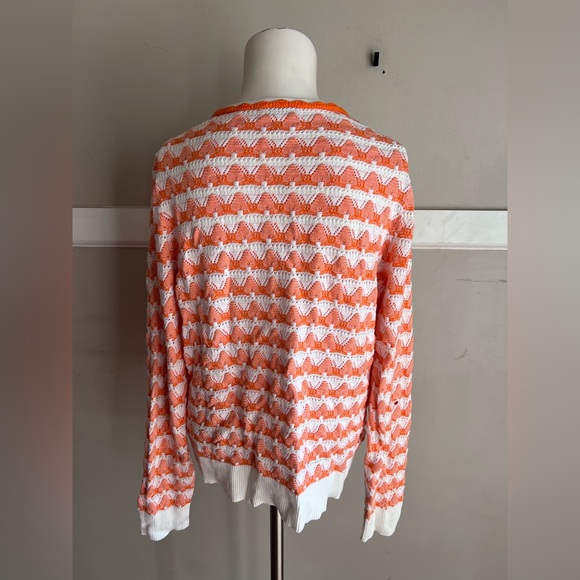 Charter Club Orange and Cream Knit Cardigan - Picture 4 of 5